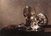 Still-life with Wine Glass and Silver Bowl dsf, CLAESZ, Pieter